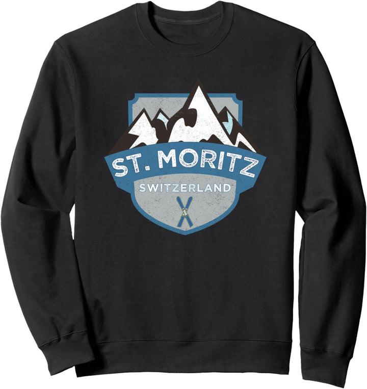 Vintage St. Moritz, CH Illustration / Retro Logo Ski Sweatshirt