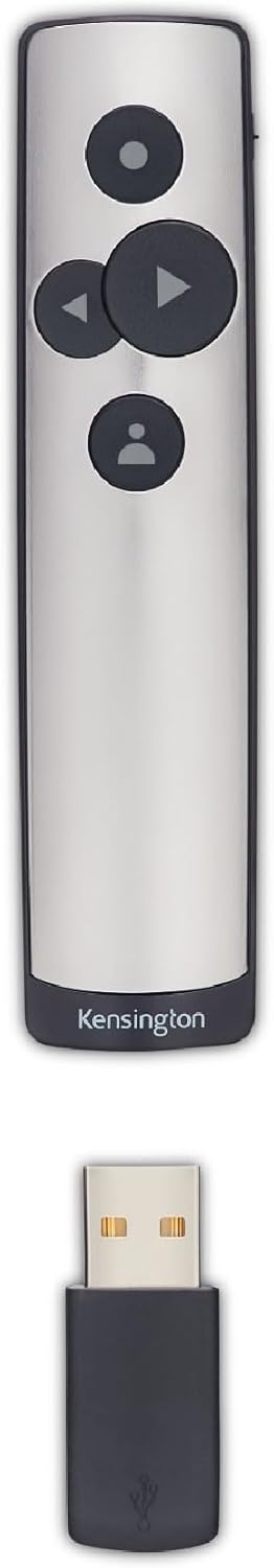 Kensington Presenter, Kabelloser USB-Presenter mit virtuellem Pointer, 15m Reichweite, Ideal für Mic
