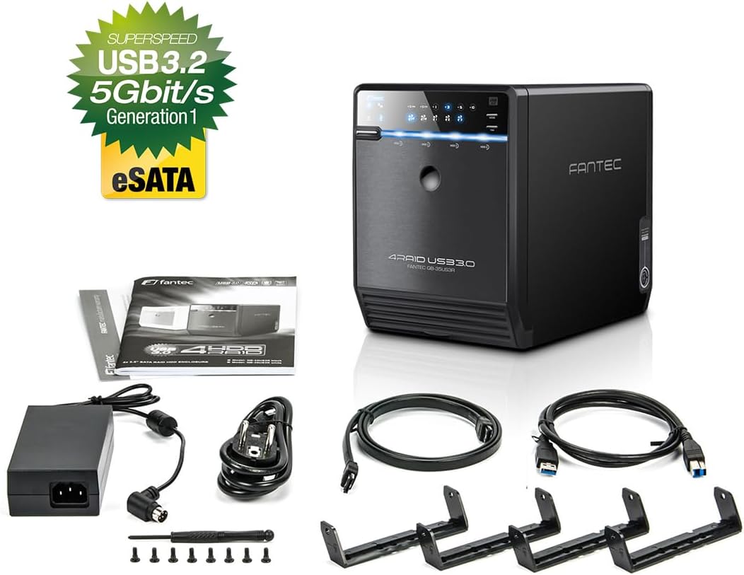 FANTEC Qb-35US3R Externes 4-fach Raid Festplattengehäuse (für 4x 8, 89 cm (3, 5 Zoll) SATA Festplatt