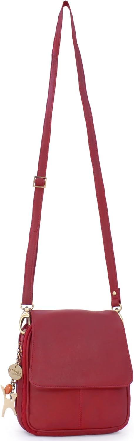 Catwalk Collection Handbags - Leder - Organizer/Umhängetasche/Schultertasche - TEAGAN Rot, Rot