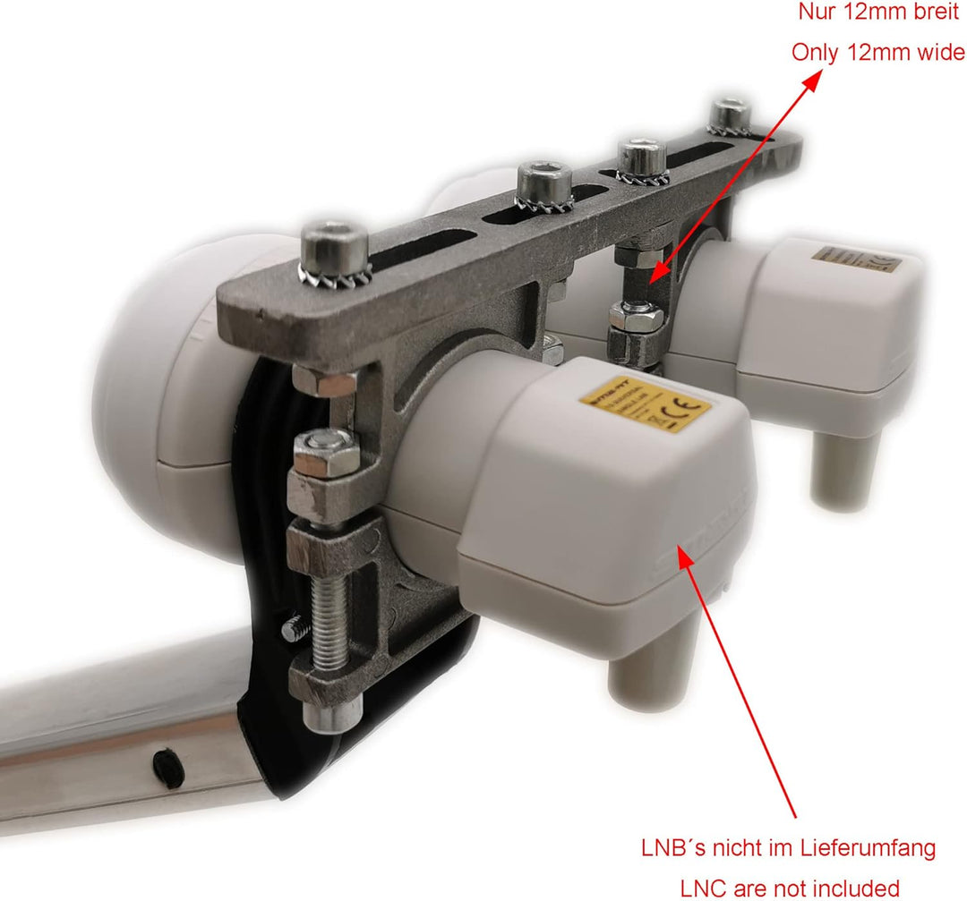 EasyLife Universal HQ Multifeedhalter ALU 2-Fach, für Zwei LNBs mit 23 mm oder 40 mm Feedaufnahme