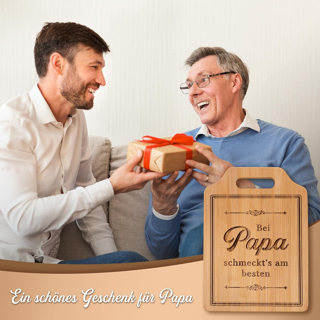 Giftasy Papa Geschenk Geburtstag - Graviertes Bambus-Schneidebrett mit Spruch, Geburtstagsgeschenk f