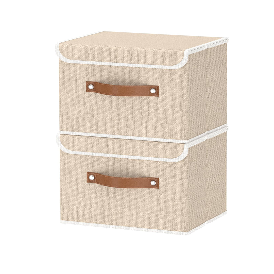 OUTBROS 2 Stück Faltbare Aufbewahrungskörbe, Dekorative Aufbewahrungsbox mit Deckel, Kleiderschrank