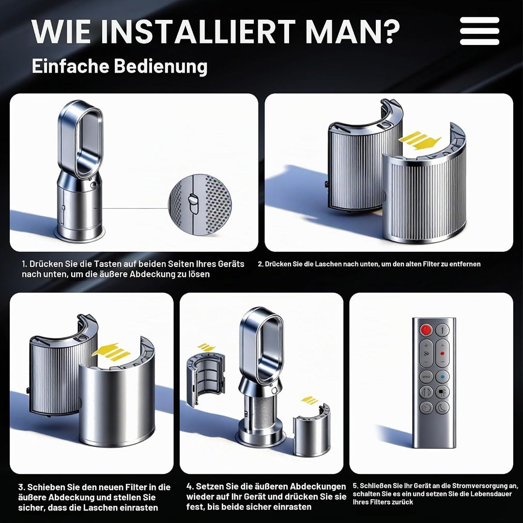 Ersatzfilter für Dyson Luftreiniger für Dyson Hot and Cool, HP04 TP04 DP04 PH04 HP09 TP09 HP07 TP07