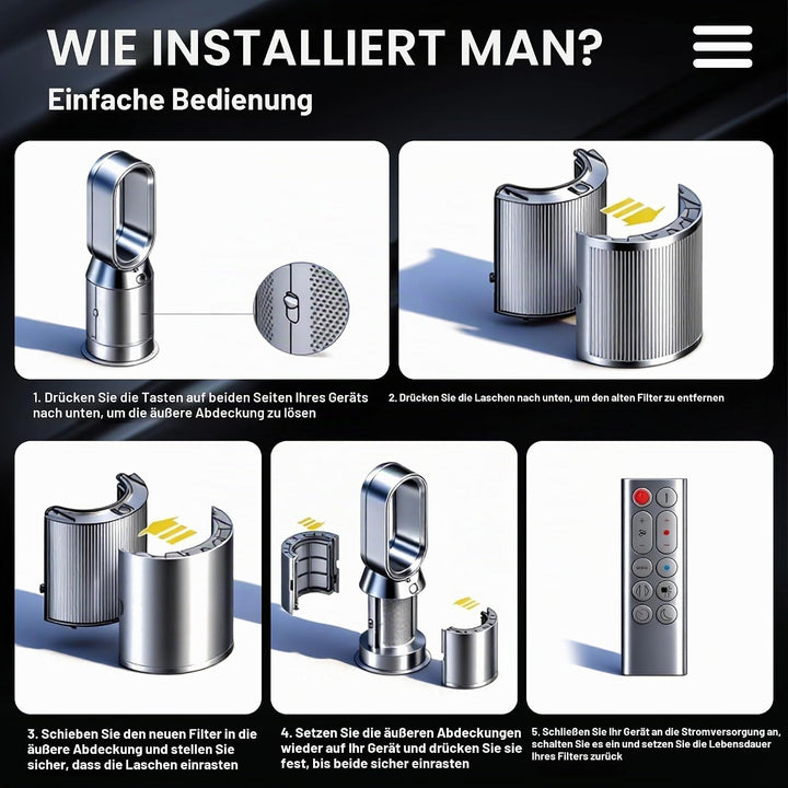 Ersatzfilter für Dyson Luftreiniger für Dyson Hot and Cool, HP04 TP04 DP04 PH04 HP09 TP09 HP07 TP07