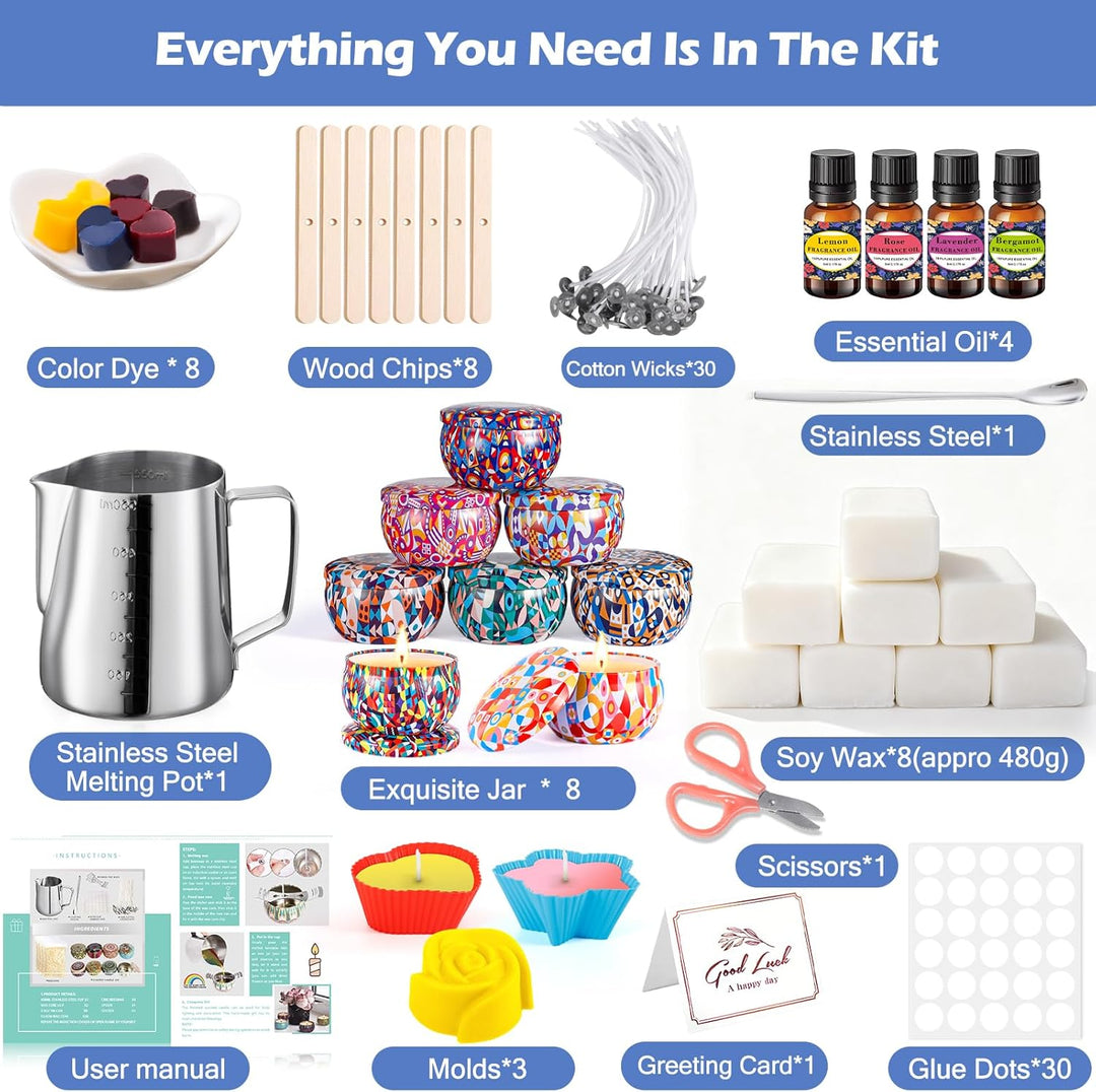 Kerzen Selber Machen Set, DIY Kerzenherstellung Kit für Erwachsene Anfänger Kinder, Candle Making Ki