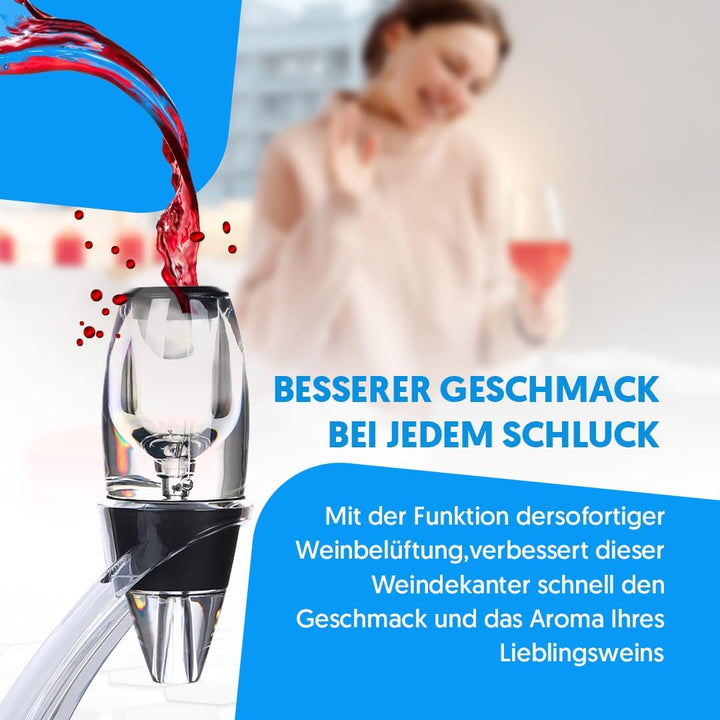 NK Weindekanter-Set + Ständer - Weinbelüfter mit Filtration, Acrylmaterial, eingebautem Filter, inkl