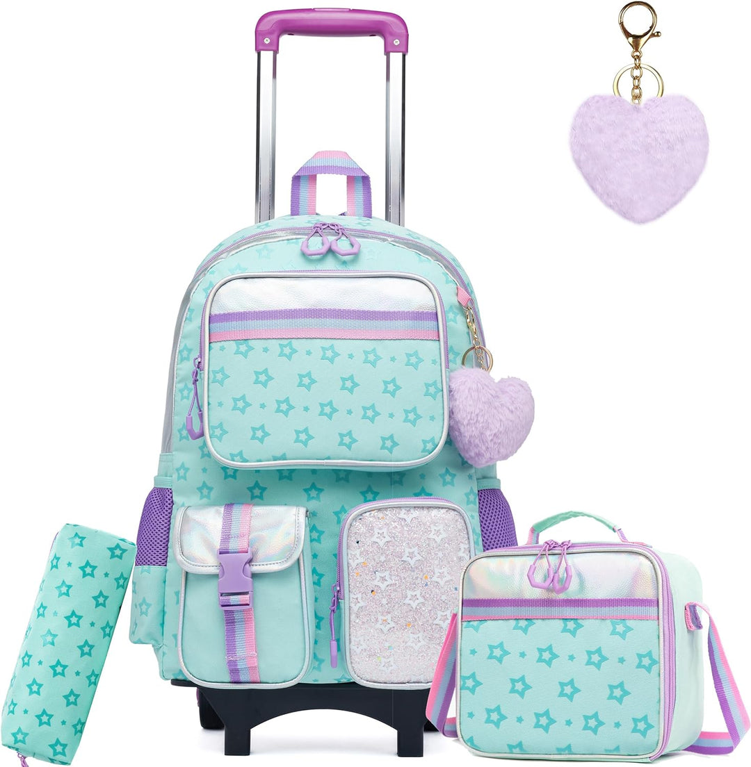 HTgroce 3pcs Kinder Trolley Rucksack Schultasche Schulranzen Mädchen schultrolleys Schulrucksack Kin