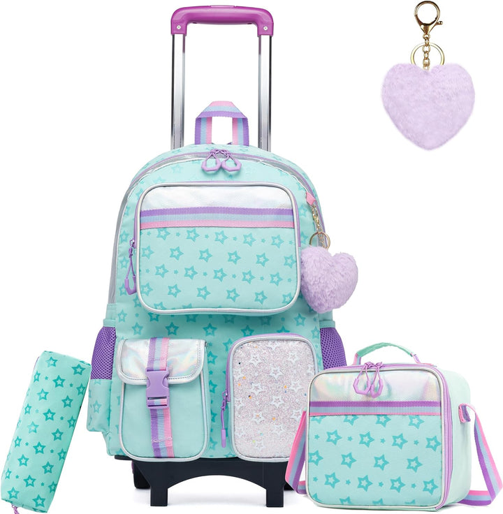 HTgroce 3pcs Kinder Trolley Rucksack Schultasche Schulranzen Mädchen schultrolleys Schulrucksack Kin