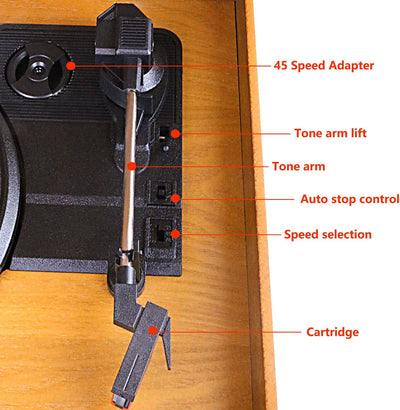 Plattenspieler 9-in-1 DAB Vinyl Turntable Vintage Holz mit Bluetooth/FM/Stereo-Lautsprecher/CD/MP3/K