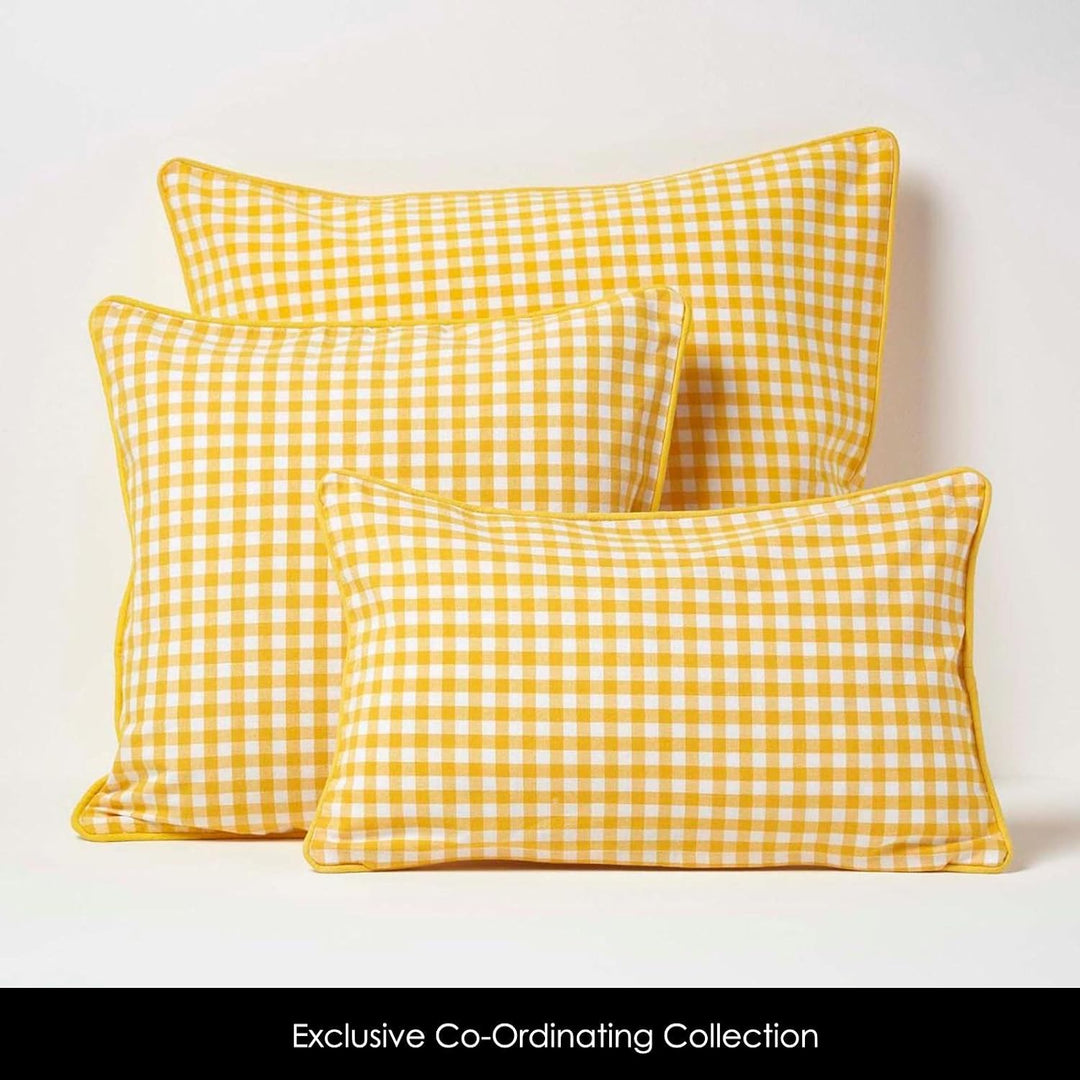 HOMESCAPES handgewobener Vorhang Ösenvorhang Dekoschal Gingham im 2er Set, 137 x 182 cm, 100% Reine