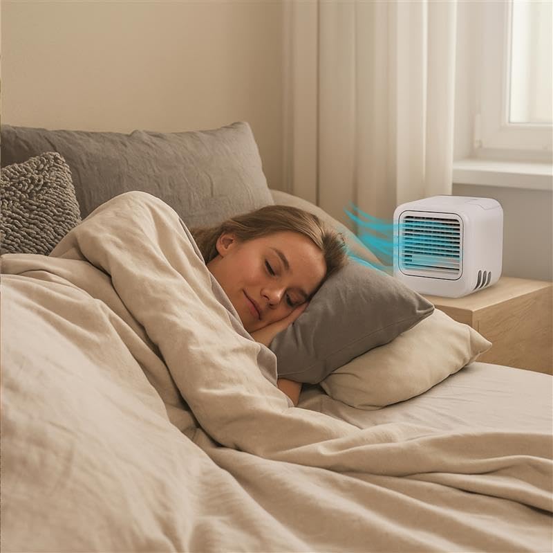 Silvergear® Mobile Klimaanlage | Mini Luftkühler | Kühlt mit Wasser oder Eiswürfeln | 3 Gebläsestufe