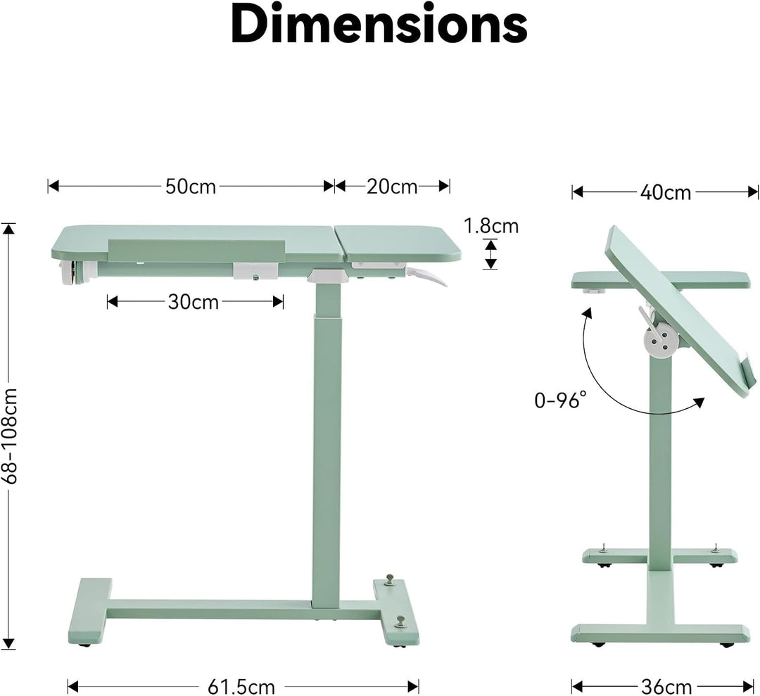MUSSO AnyDesk-D5 Mobiler Steh-Sitz-Schreibtisch, höhenverstellbar 68-108cm, Laptoptisch mit Gasdruck