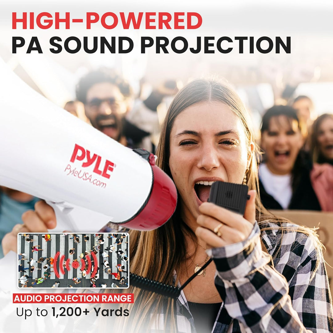 PYLE AUDIO INC Bluetooth Megaphone - PA Megaphone Speaker with Wired Microphone, Siren Alarm Mode, M