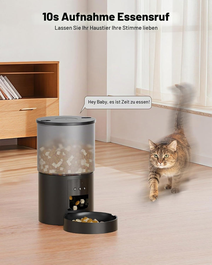 Futterautomat Katze Katzenfutter Automat WiFi: Futterspender Katze mit Massgeschneidert Zeitplan - A