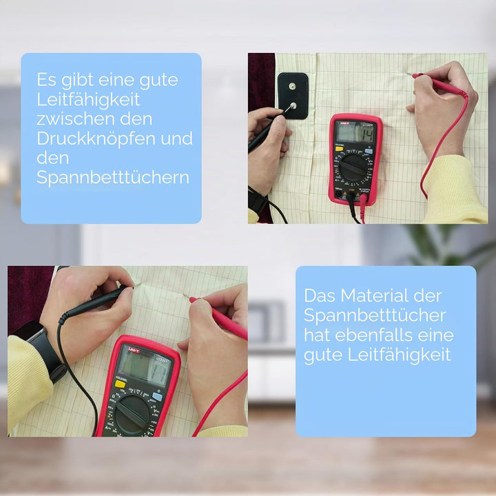 Erdungs-Spannbetttücher 90% Bio-Baumwolle und 10% Silberfaser Erdungsbettlaken mit EU Erdungskabel f