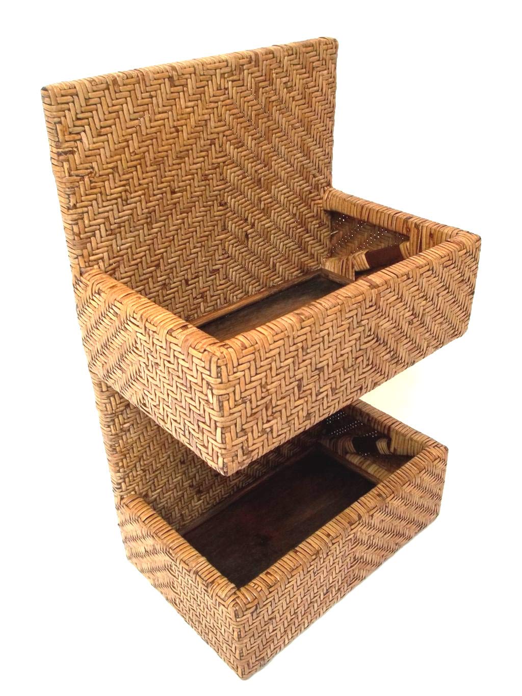 S Wandregal, Hängeregal aus Rattan-Peelgeflecht und Holz mit Aufhängung
