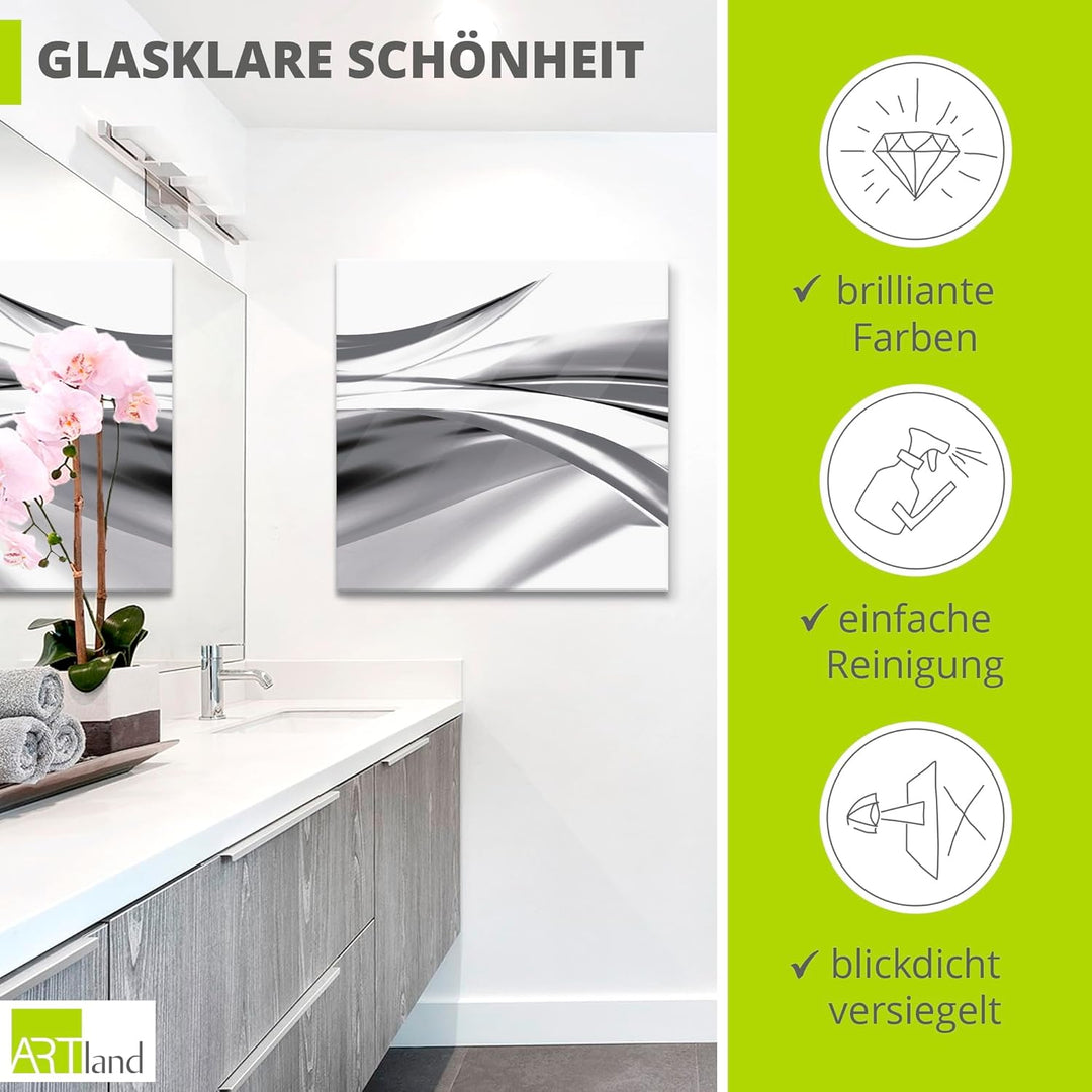 ARTland Glasbilder Wandbild Glas Bild einteilig 50x50 cm Quadratisch Moderne Kunst Abstrakt Modern R