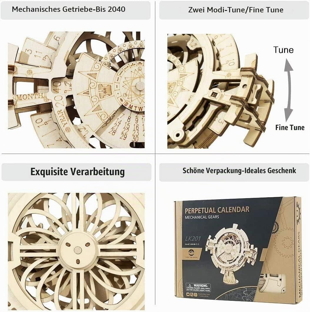 RoWood 3D Puzzle Kalender Modellbau aus Holz - DIY Holzpuzzle Modellbausatz für Erwachsene und Junge