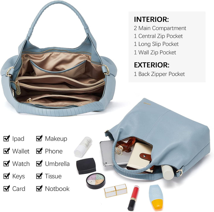 BOSTANTEN Damen Weiches Leder Handtaschen Gross Schultertasche Designer Frauen ledertaschen 2411-bla