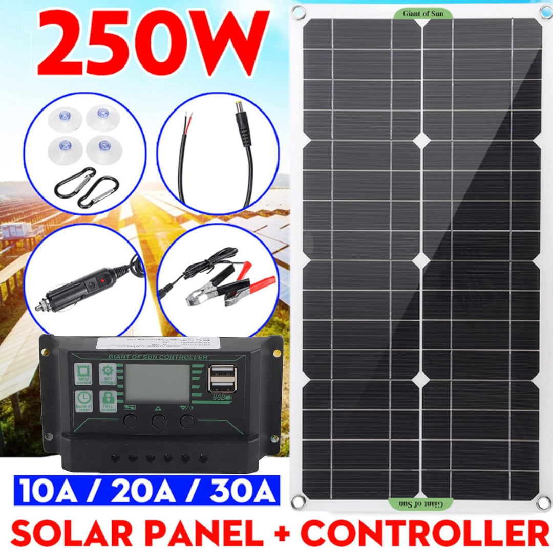 Solarmodul-Kit, 250 W 12 V/24 V Wasserdichtes Tragbares Solarmodul-Starter-Kit mit 250 W Monokristal