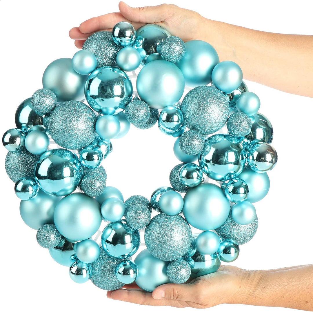 com-four® Türkranz Weihnachten - Adventskranz mit verschiedenen Christbaumkugeln in schönen Farben Ø