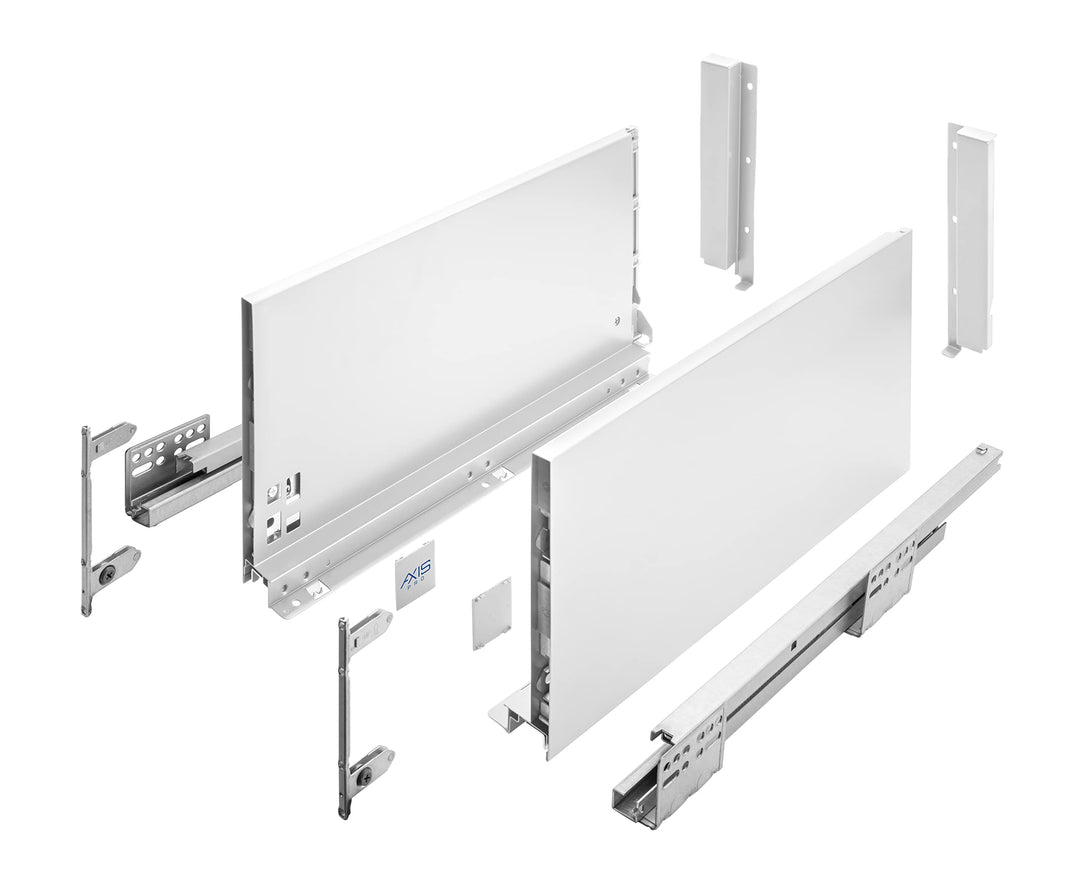 GTV Schubladenschienen AXIS PRO I Schubladenauszüge mit Vollauszug I Weiss I Belastbarkeit bis 40 kg