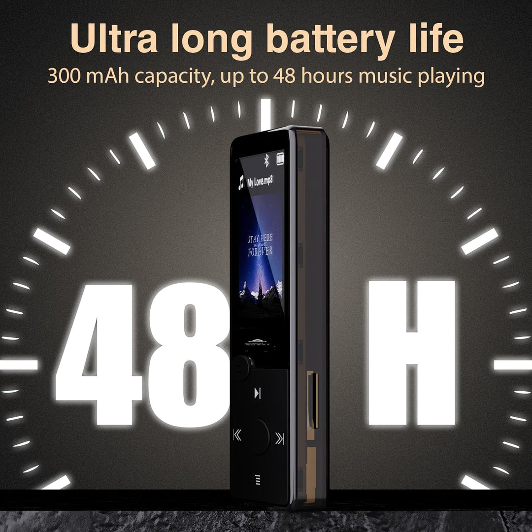 Mp3 Player Bluetooth 5.3 HiFi-Sound, Mp3 Player FM-Radio, Mini Mp3-Player 32G für Kinder und Erwachs