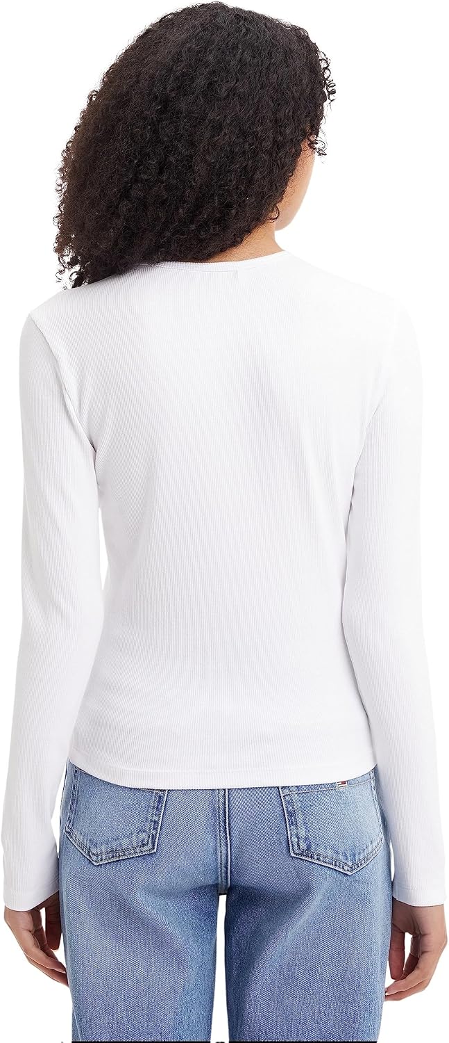 Tommy Jeans Damen Langarm Strickoberteile XS Weiss, XS Weiss
