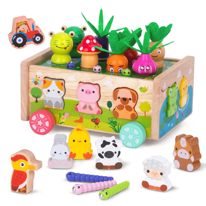 Montessori Spielzeug ab 1 2 3 Jahr | Karotten Steckspiel Holz | Montessori Geschenk Mädchen Jungen |
