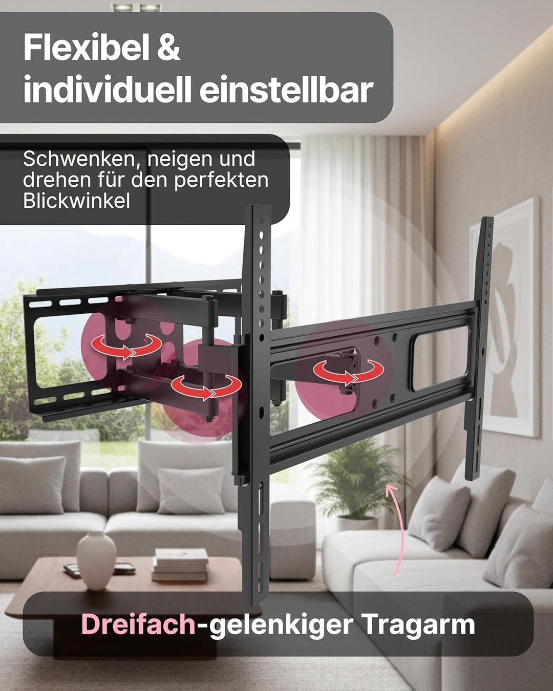SCHWAIGER TV-Wandhalter Motion 5 I 37-86 Zoll Fernseherhalterung I neigbar, schwenkbar &amp; drehbar I u
