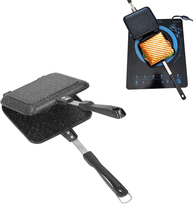 Doppelseitiger Sandwichtoaster,Sandwiches Aluminium Maker,Antihaftbeschichtung Outdoor Camping Sandw