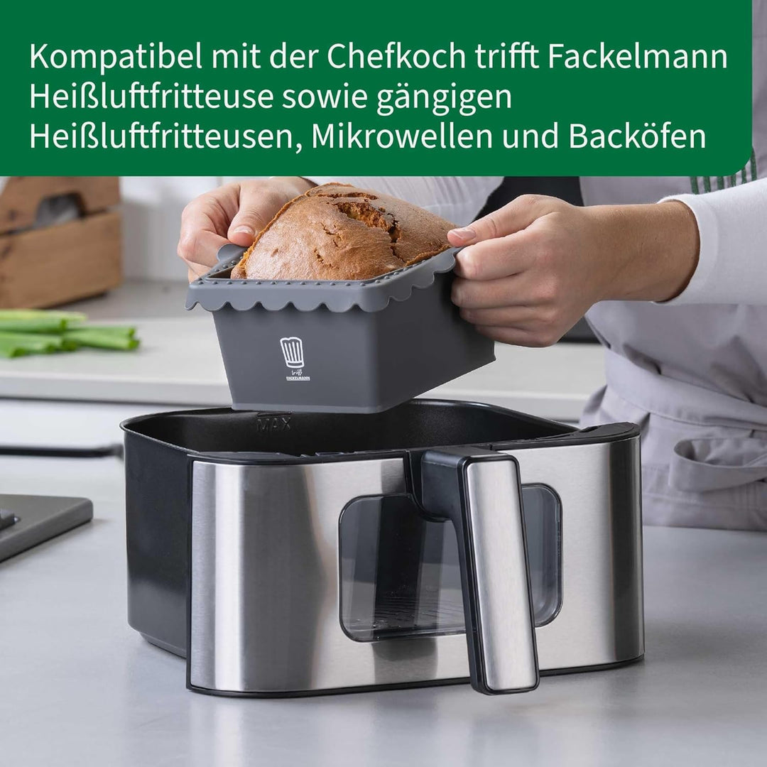Chefkoch trifft Fackelmann Mini-Kastenform 2er-Set für Heissluftfritteuse und Backofen – Silikon Bac