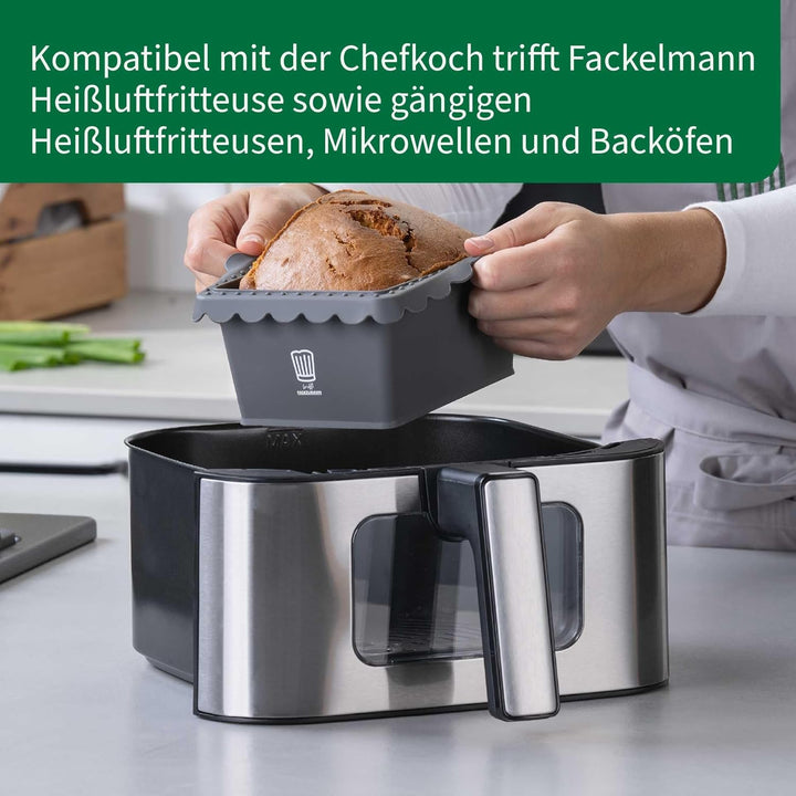 Chefkoch trifft Fackelmann Mini-Kastenform 2er-Set für Heissluftfritteuse und Backofen – Silikon Bac