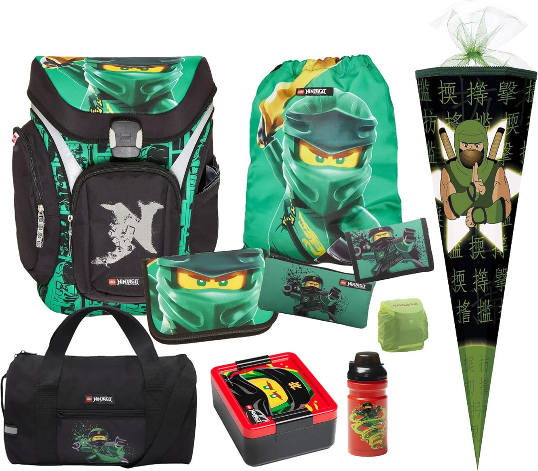 Lego Schulranzen-Set Ninjago Explorer 10 TLG. mit Federmappe, Brotzeit-Dose, Trink-Flasche, Sporttas