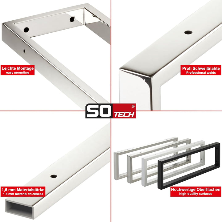 SOTECH Waschtischkonsole WK450 mm Edelstahl poliert 1 x 450 mm rechteckig Edelstahl Poliert, 1 x 450