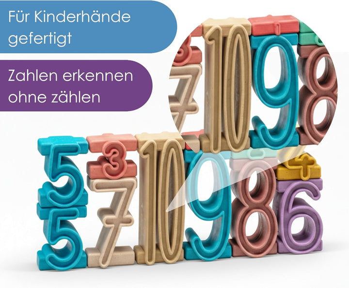 WISSNER® RE-Wood Montessori Stapelzahlen (11 Stück) – Lernspielzeug 11 Teile, 11 Teile