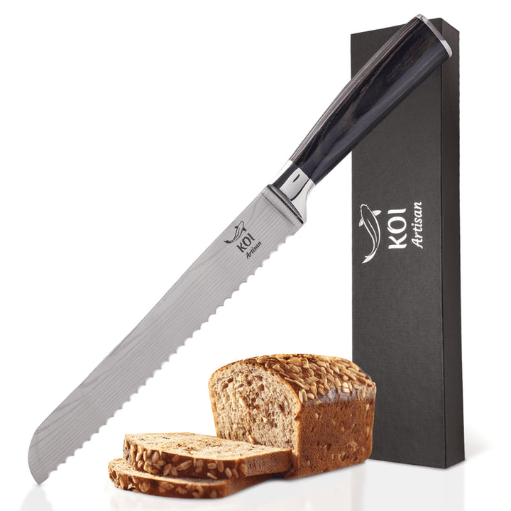 KOI ARTISAN Grosses Brotmesser - 20,3 cm rasiermesserscharfe Kante 20 cm Brotmesser, 20 cm Brotmesse