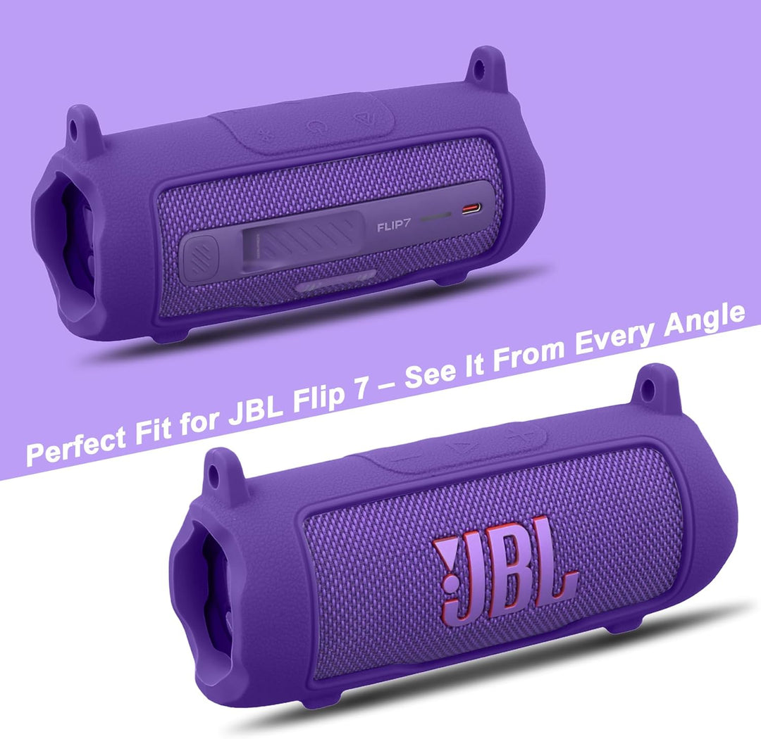 Khanka für JBL Flip 7 Silikon-Schutzhülle mit abnehmbarem Schultergurt, stossfeste weiche Hülle für