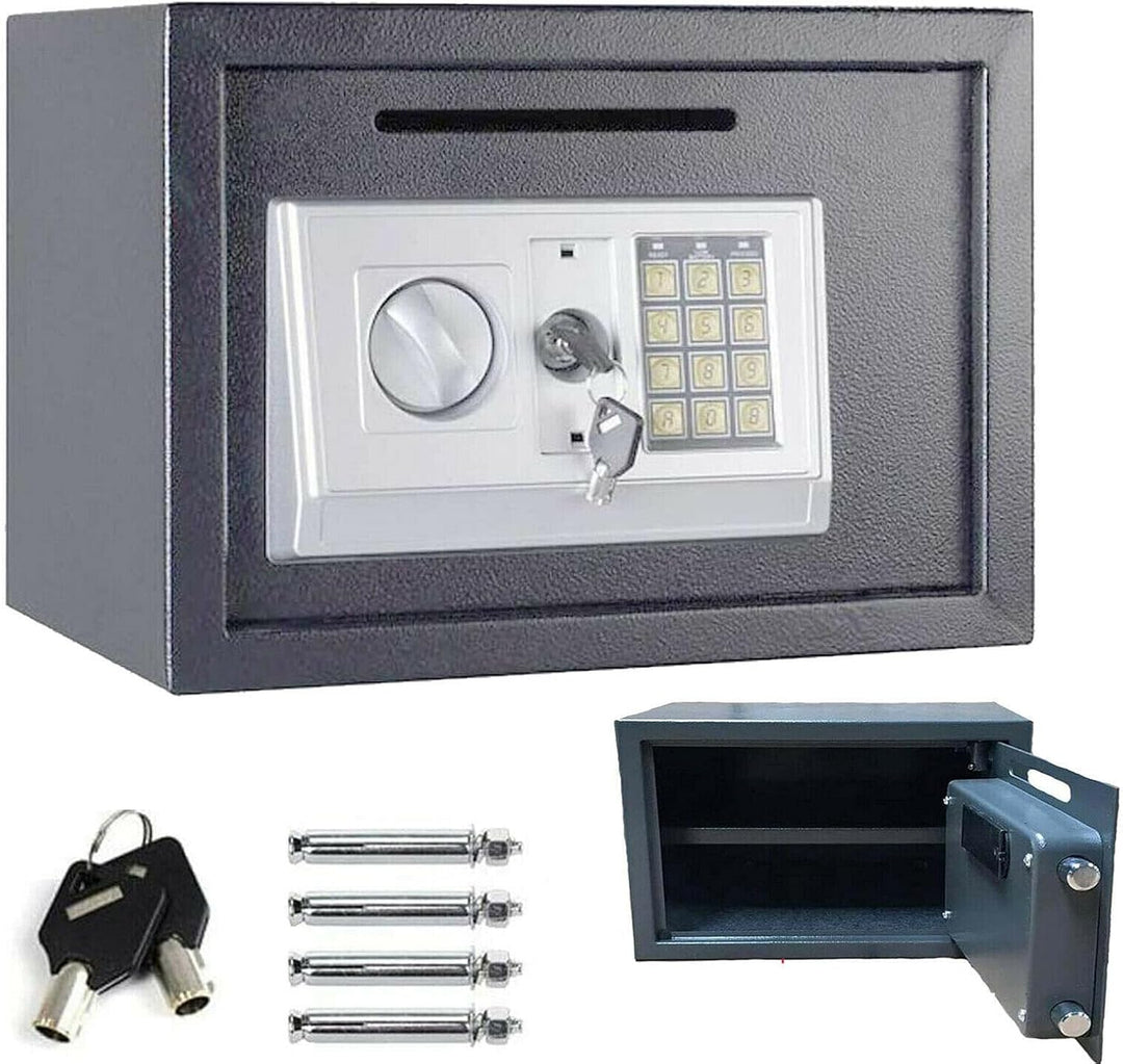 16L Tresor Feuerfest Wasserdicht Möbeltresor mit Zahlenschloss und 2 Schlüssel Eisenstahl Safe Wandt