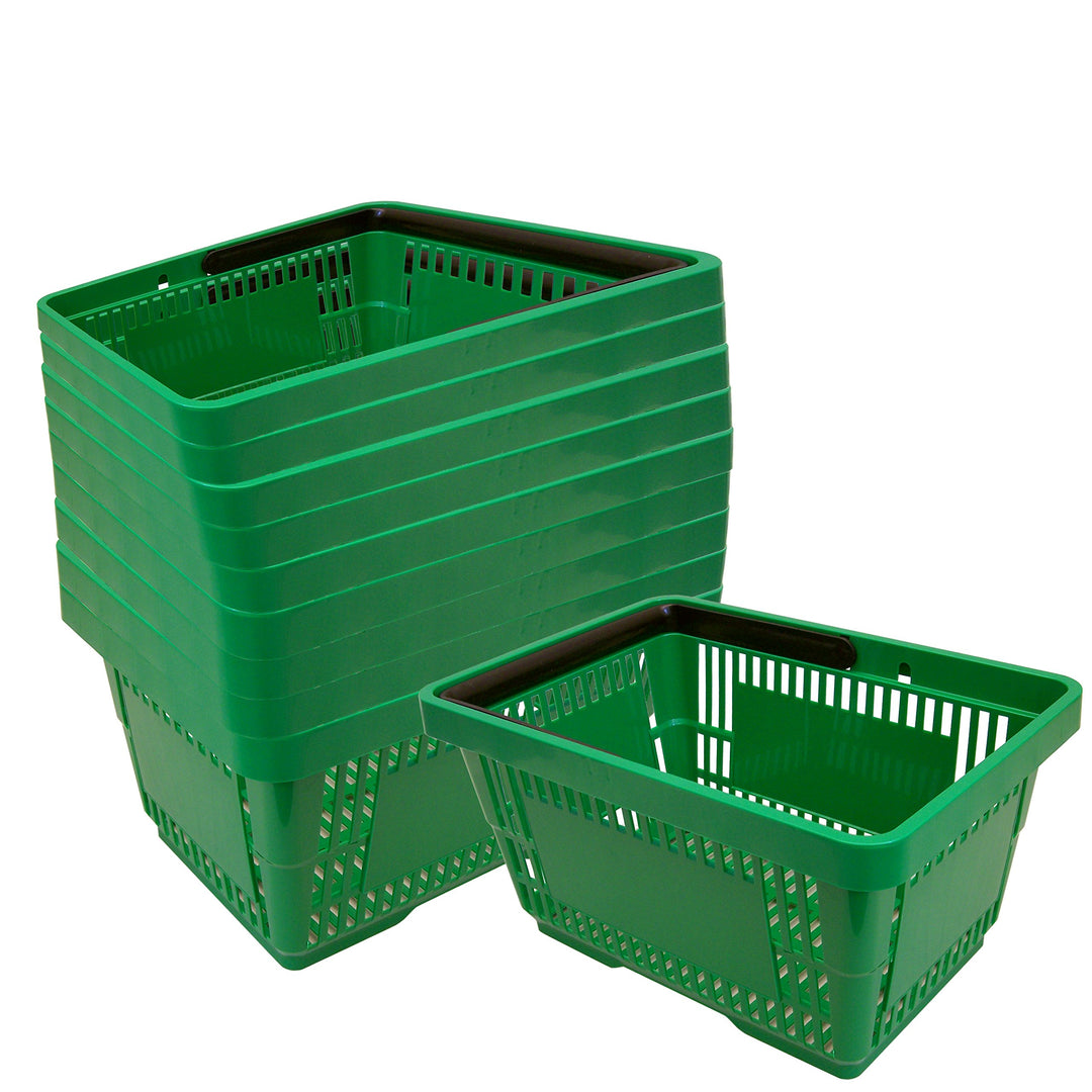 10 Einkaufskörbe aus Kunststoff Plastik mit Henkel 20 Liter 40cm stapelbar grün 10 Stück Grün