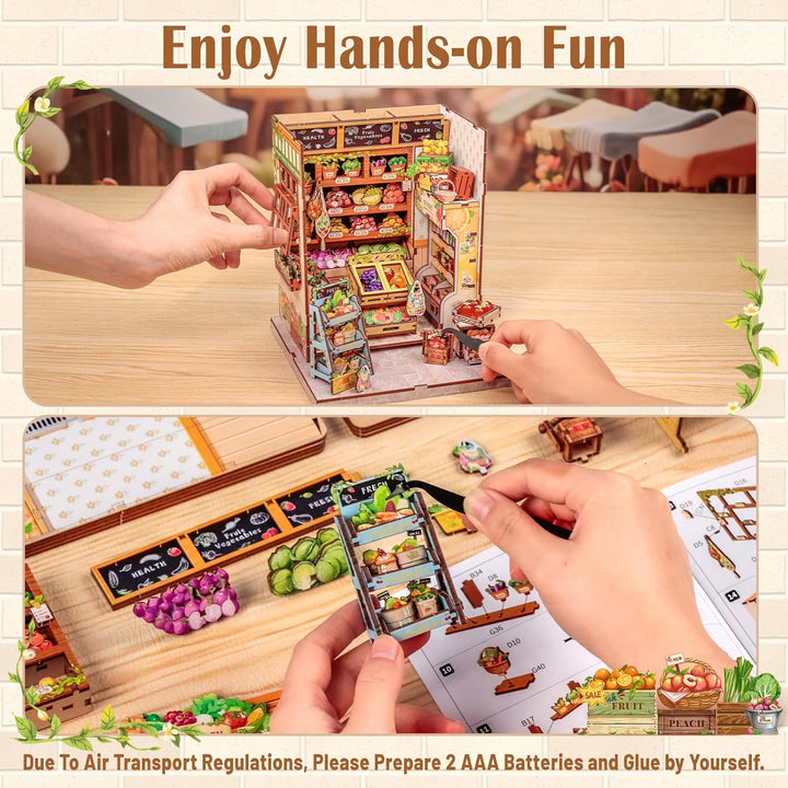 CUTEBEE Book Nook -Puppenhaus Kit Bauen Sie Sich selbst, EIN lebendiges Miniaturhaus von Frische & L