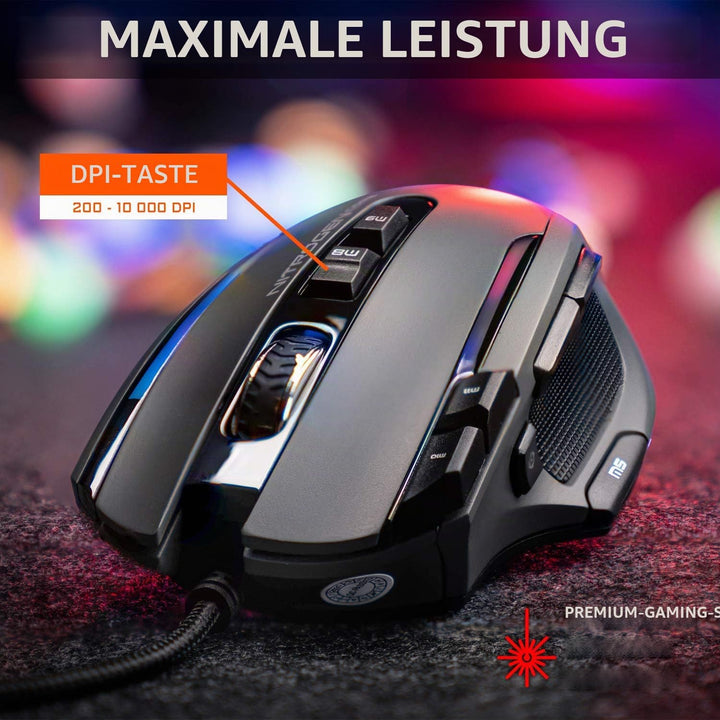 The G-LAB Kult NITROGEN CORE Hochleistungs-Kabel-Gaming-Maus - Avago 10.000 DPI-Optischsensor, RGB,