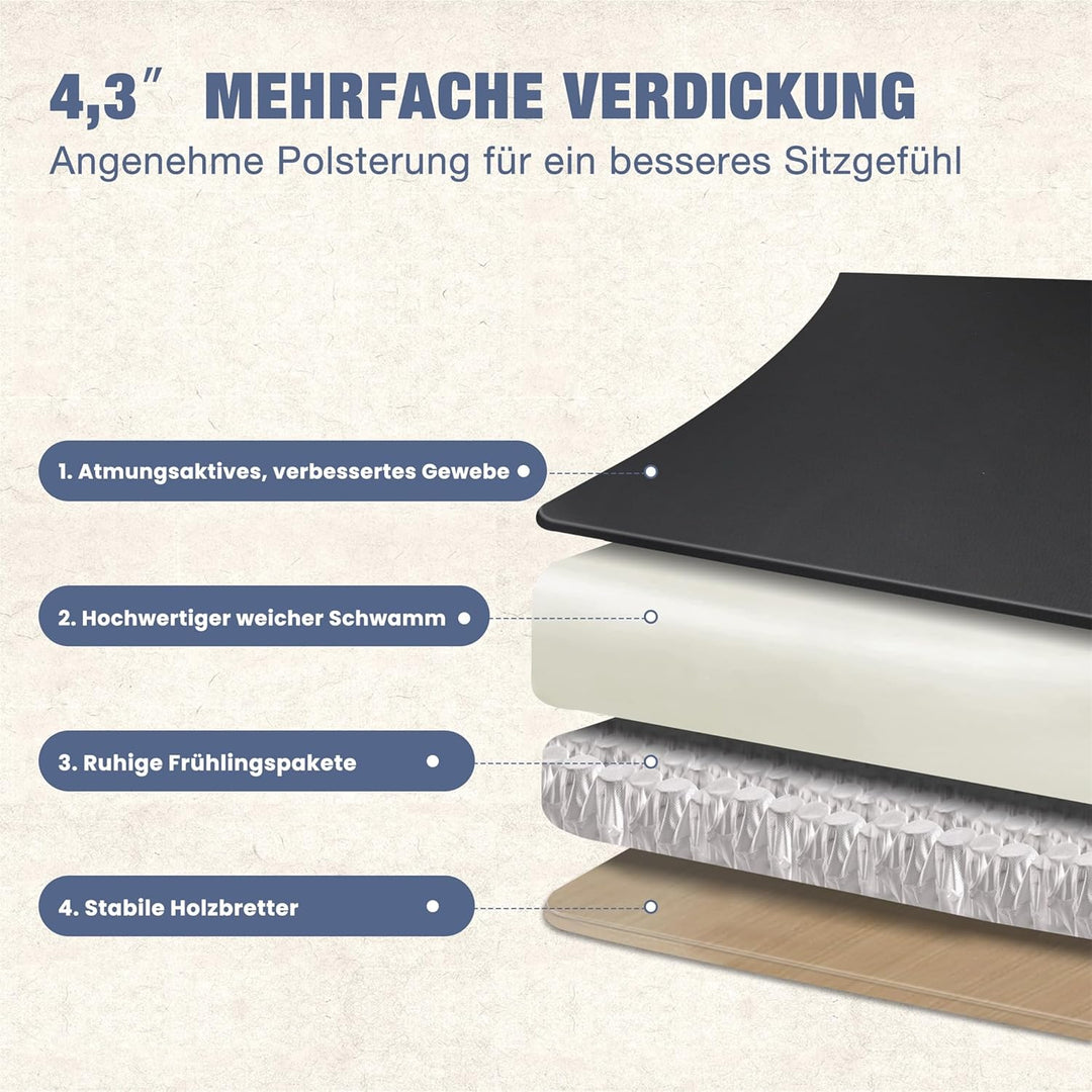 Bosmiller Ergonomischer Bürostuhl 180KG Verstellbare Schreibtischstuhl mit Hoher Rückenlehne und Bre
