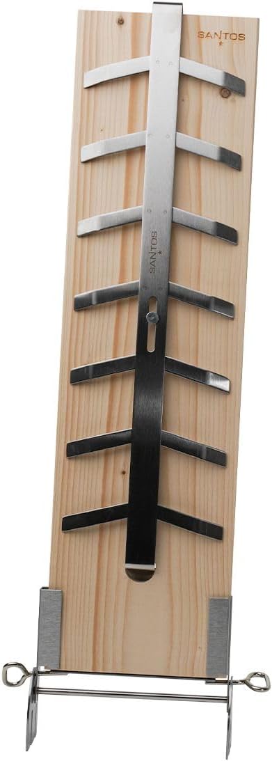 SANTOS Flammlachshalter mit Brett - Flammlachs - Einstellbarer Neigungswinkel - Edelstahl Halterung,