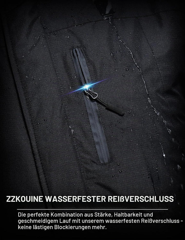 Zzkouine Herren Winter wasserdichte Fleecejacke Warm Gefüttert Winterjacke mit Kapuze Wasserabweisen