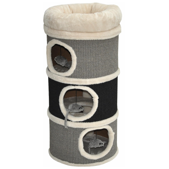nanook Kratztonne Bella aus Sisal, Höhe 80 cm, Spieltonne für Katzen ø 35 cm, Katzenkratzbaum mit 3