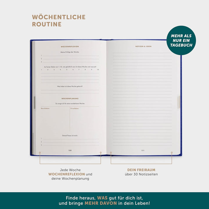 6-Minuten Tagebuch für Erwachsene (Das Original) - Dankbarkeitstagebuch, Wissenschaftlich Fundiertes