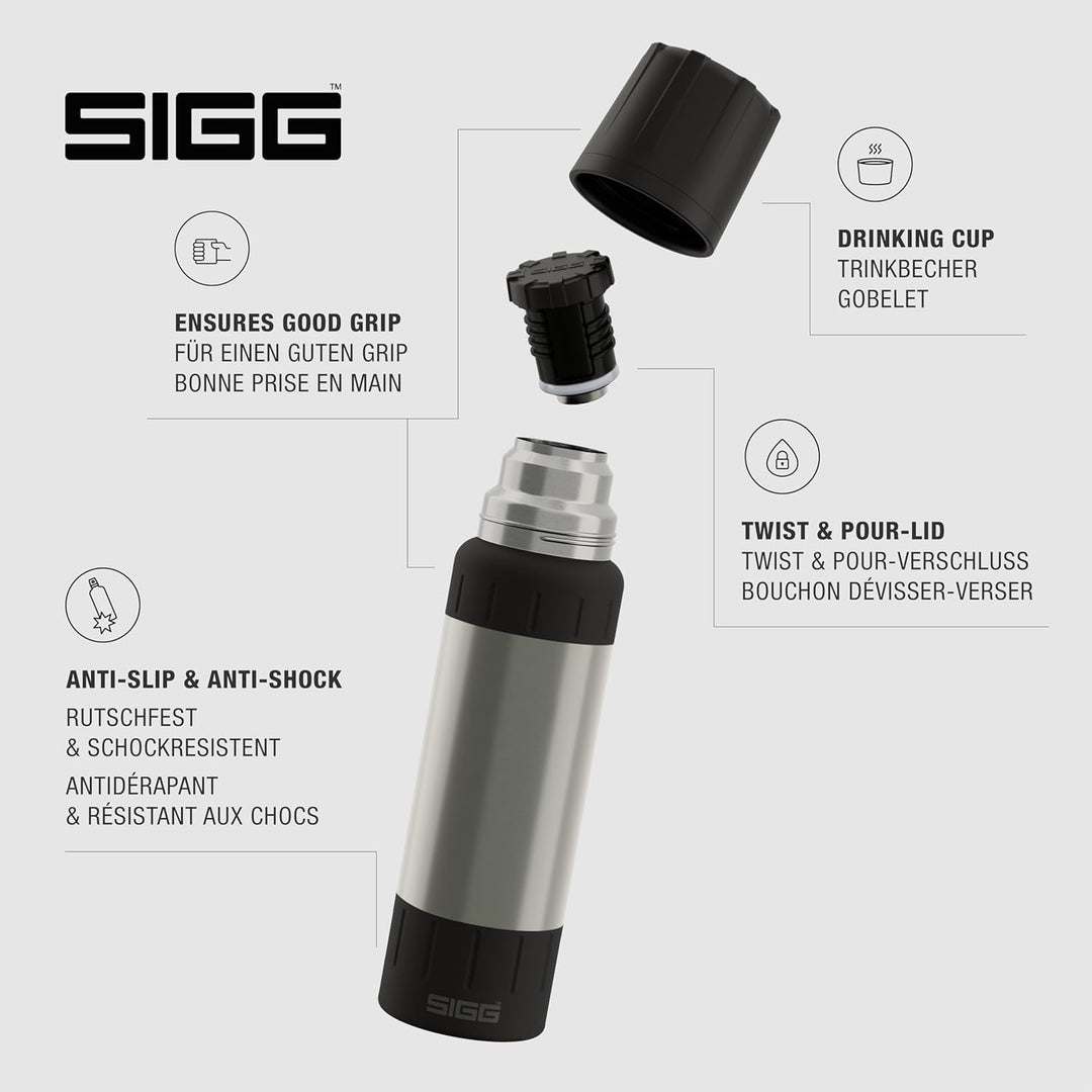 SIGG – Isolierte Trinkflasche – Thermosflasche Alpine Star Brushed, mit Becher – 27 St. Heiss, 100 S