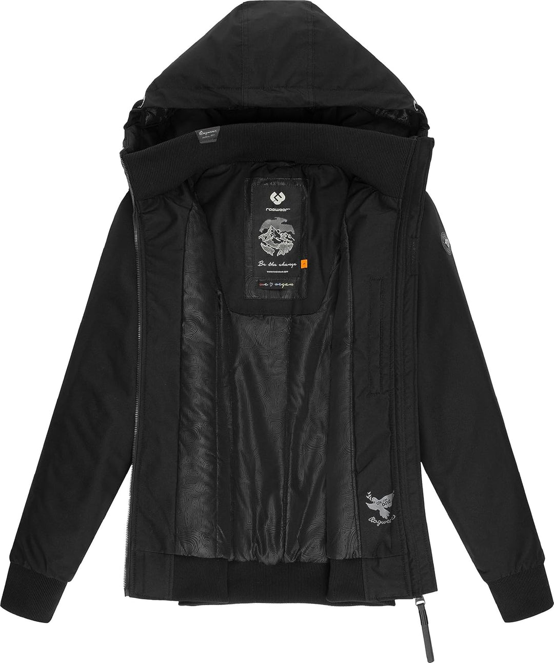 Ragwear Damen Winterjacke Outdoorjacke wasserdicht mit Kapuze Nuggie Melange XS-6XL M Schwarz, M Sch